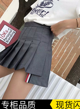 欧美百褶裙冬季款前短后长高腰显瘦a字型短裙女半身裙潮西装裙