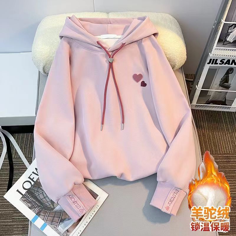 女童卫衣中大童秋冬连帽加绒加厚