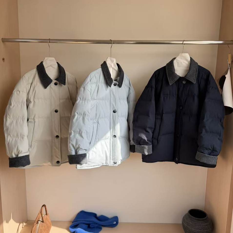 620#619#618#白鸭绒羊毛呢拼接中长款90羽绒服女冬季新款韩系