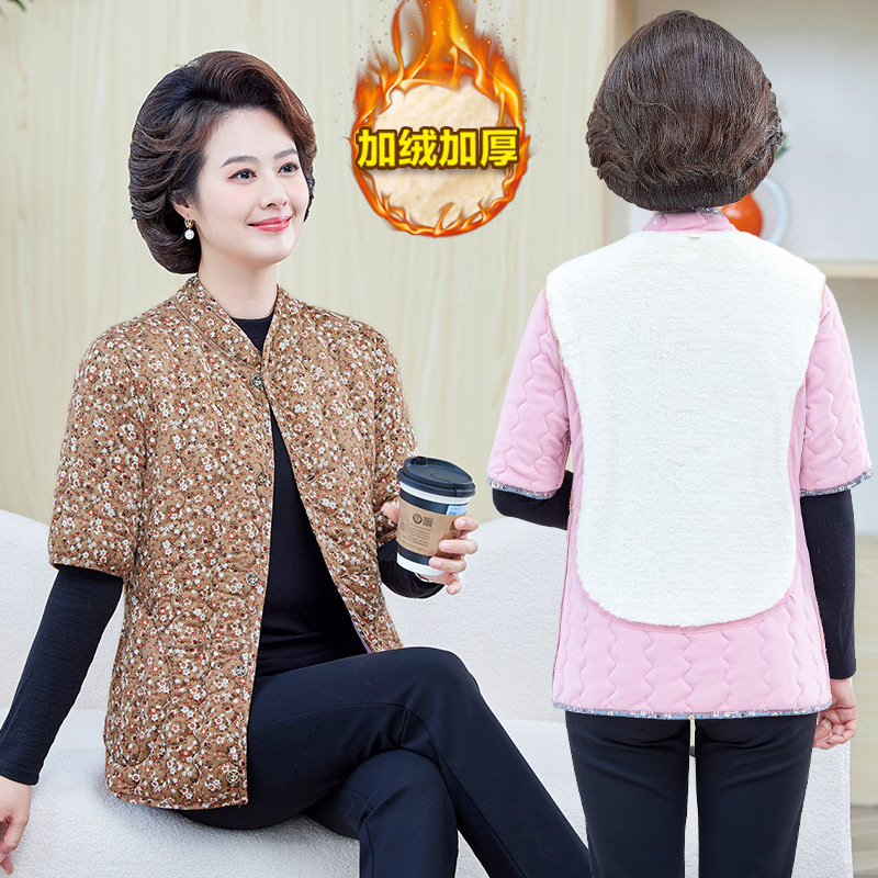 马夹加绒加厚奶奶棉服