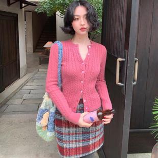 酒午自制【格格雾】2024春款新款毛呢裙格纹A字高腰半身短裙子