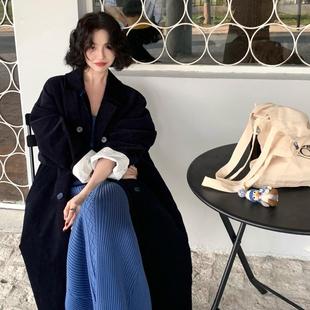 酒午自制【冬月无忧】秋冬季新款灯芯绒夹棉大衣中长款加厚外套女