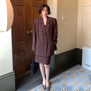 酒午自制【西野暮色】港风复古秋季新款宽松西装外套气质挺阔外套