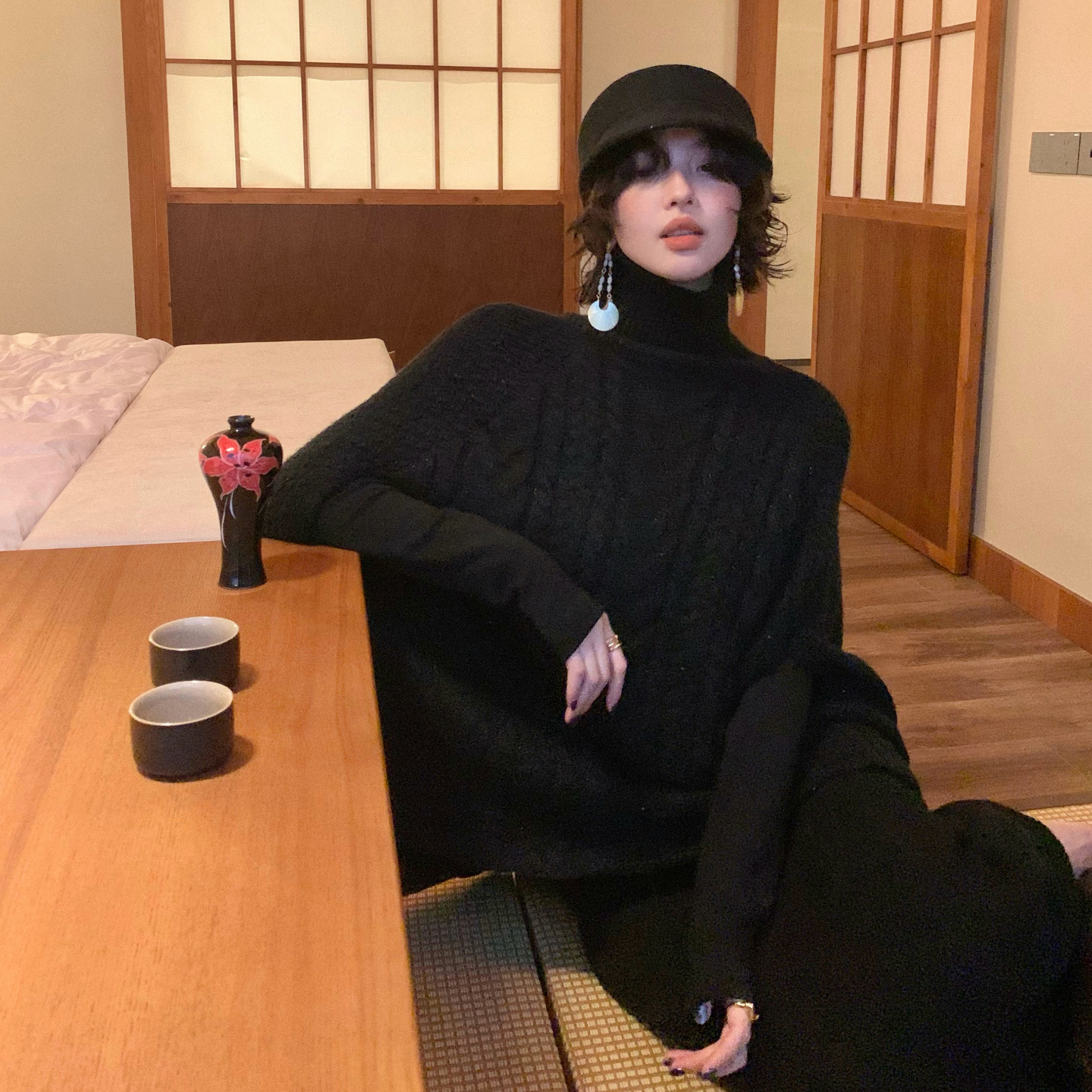 酒午秋冬粗麻花毛衣加厚针织上衣