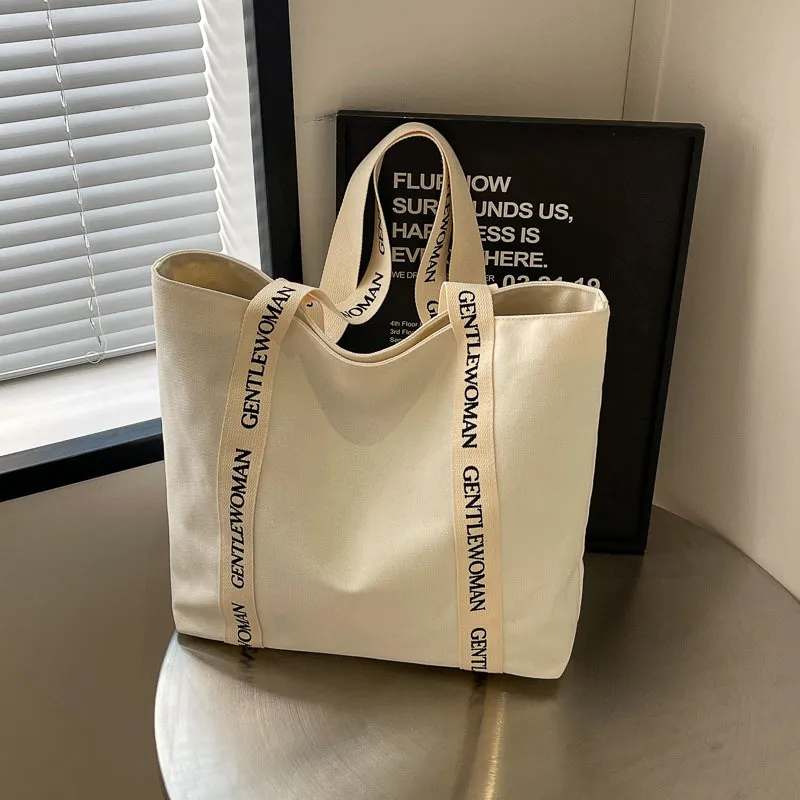 爆款Gentle Woman大容量妈咪托特帆布包包2024新款字母印花高颜值
