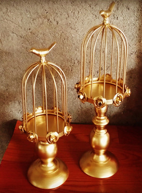 法式乡村蕾丝鸟笼铁艺蜡烛灯纸杯
