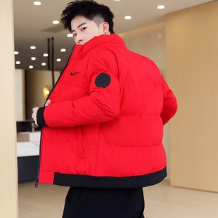 耐克顿羽绒棉服男士冬季新款时尚潮流百搭本命年大红色保暖外套潮