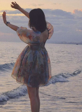 慕夏美人Selkie ocean2023年春夏气质名媛风法蓬蓬在逃公主连衣裙