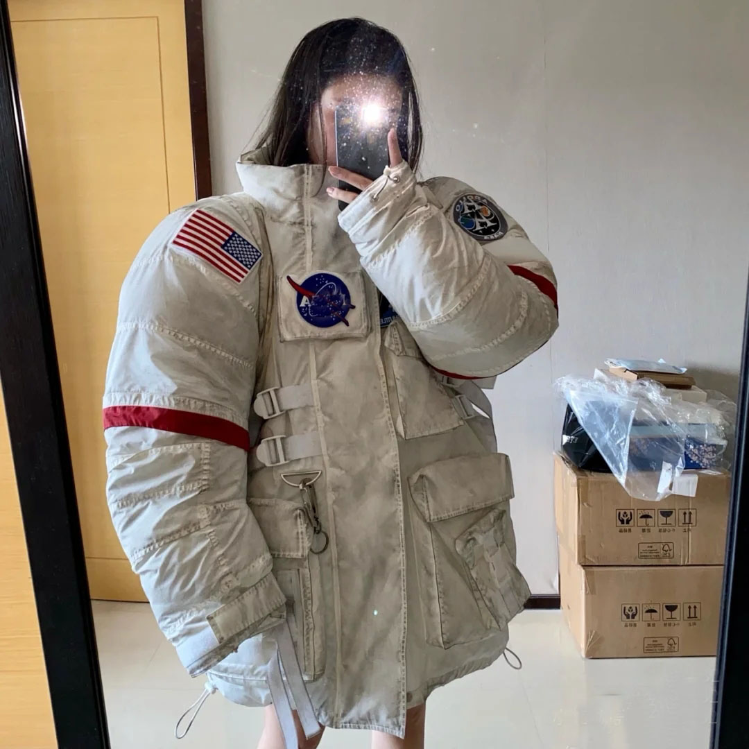 像熊一样~太空极寒羽绒服女2024年秋冬新做旧NASA加厚男款宇航员
