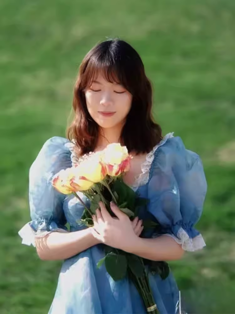 2024年夏Selkie ocean荷塘芙蓉在逃公主蕾丝滚边泡袖连衣裙女