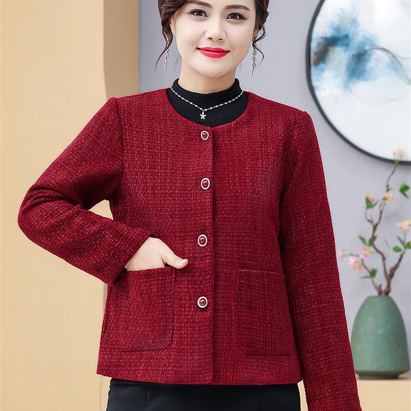 新款时尚上衣50岁60小个子中老年女夹克中年妈妈春秋装小外套短款