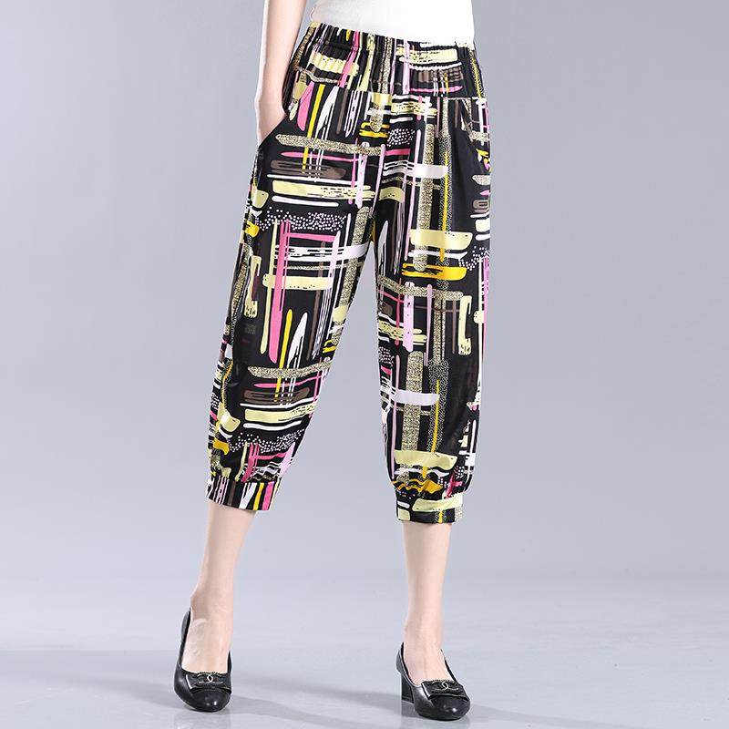 老年人奶奶冰丝九分裤七分女灯笼中裤花裤子中老年妈妈夏薄高弹力,女装/女士精品,中老年女装,淘宝优惠券,粉丝福利购,淘宝优惠卷