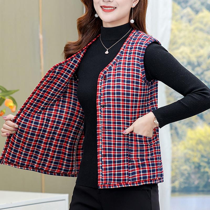 加厚妈妈秋冬夹棉保暖大码马夹女马甲背心宽松内胆坎肩外套