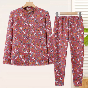 套装 加厚秋衣秋裤 中老年人保暖奶奶内衣妈妈两件套 加绒开衫 冬季