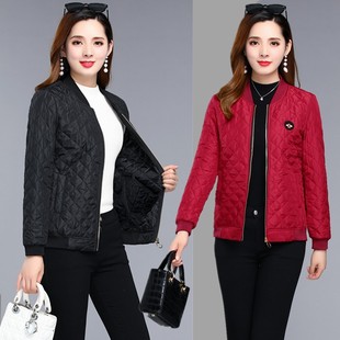 棉衣休闲夹克外衣 薄款 中年妈妈晚秋短款 外套夹棉棒球服中老年女装