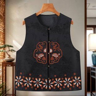 国风马甲妈妈装 新中式 圆领刺绣气质坎肩 新款 马夹外套2026春装