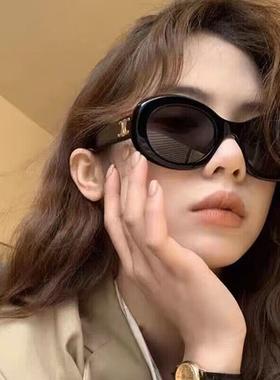 墨镜女级感欧美复古猫眼黑色大框椭圆2023新款网红太阳眼镜防晒