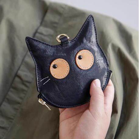 猫猫女士零钱包挂脖项链包卡通猫可爱挂包耳机硬币迷你超薄小卡包