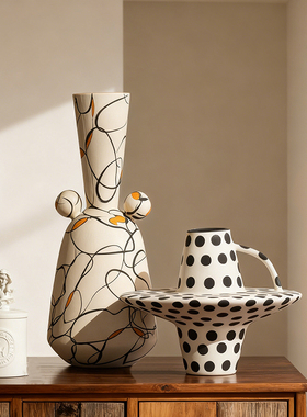 创意法式工艺品花瓶侘寂风复古软装饰品样板间酒店客厅桌面摆件