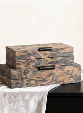 高档首饰盒卧室床头柜梳妆台收纳盒高级感轻奢饰品盒桌面软装摆件