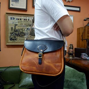 cxl 复 马鞍包 机车包美式 茶芯纯手工 邮差包 美国霍尔文horween
