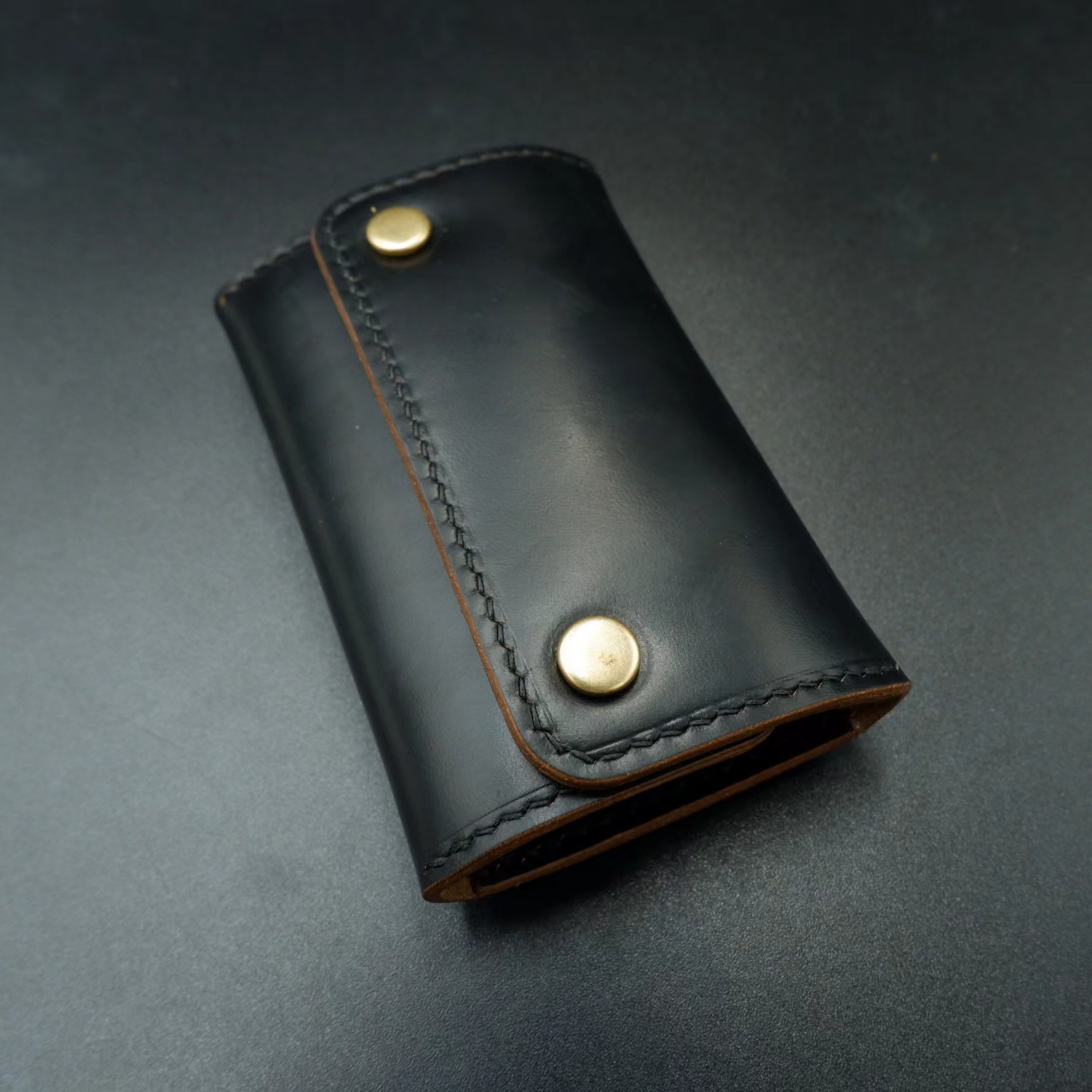 美国霍尔文horween cxl 钥匙包纯铜 美式复古纯手工头层牛皮 马皮