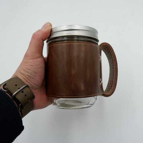 美国霍尔文horween cxl梅森杯Ball Mason Jar 皮套送透明款杯子