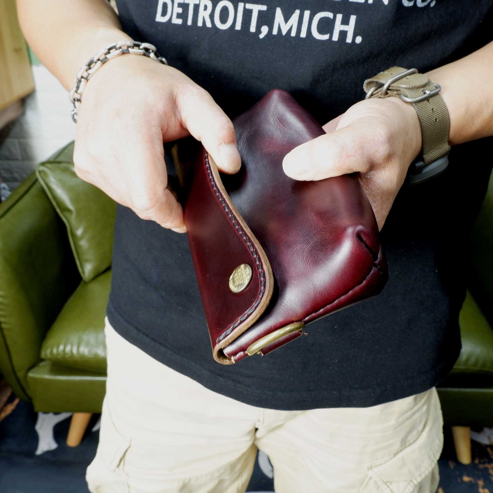 美国霍尔文horween cxl 手包 钱包 卡包 美式复古 阿美咔叽茶芯