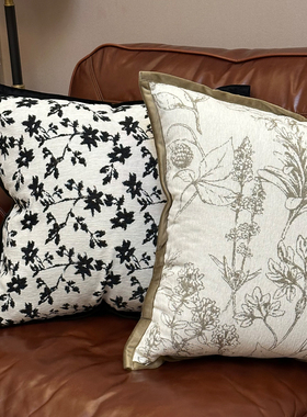 轻奢法式绿色抱枕沙发客厅ins风北欧高级靠枕床头雪尼尔提花靠垫