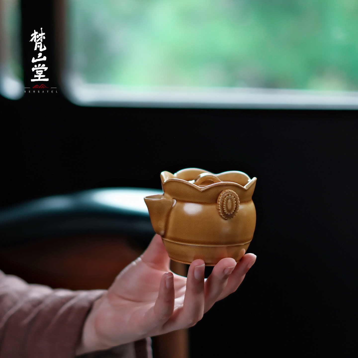 景德镇梵山堂苏打釉陶壶赤金琉璃僧帽泡瓶陶瓷茶盖碗茶壶泡茶茶具