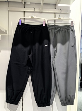 斯凯奇儿童25冬季新款男童运动休闲梭织加绒束脚长裤P425B032