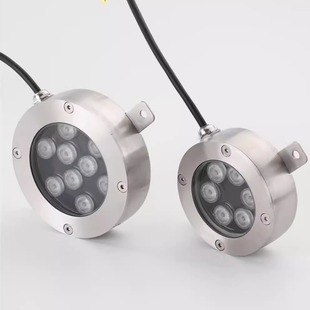 明装侧壁水下射灯3W超薄明装水底灯不锈钢LED泳池灯花园鱼塘水池