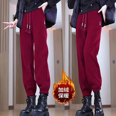 2025冬季加绒加厚宽松女士束脚裤
