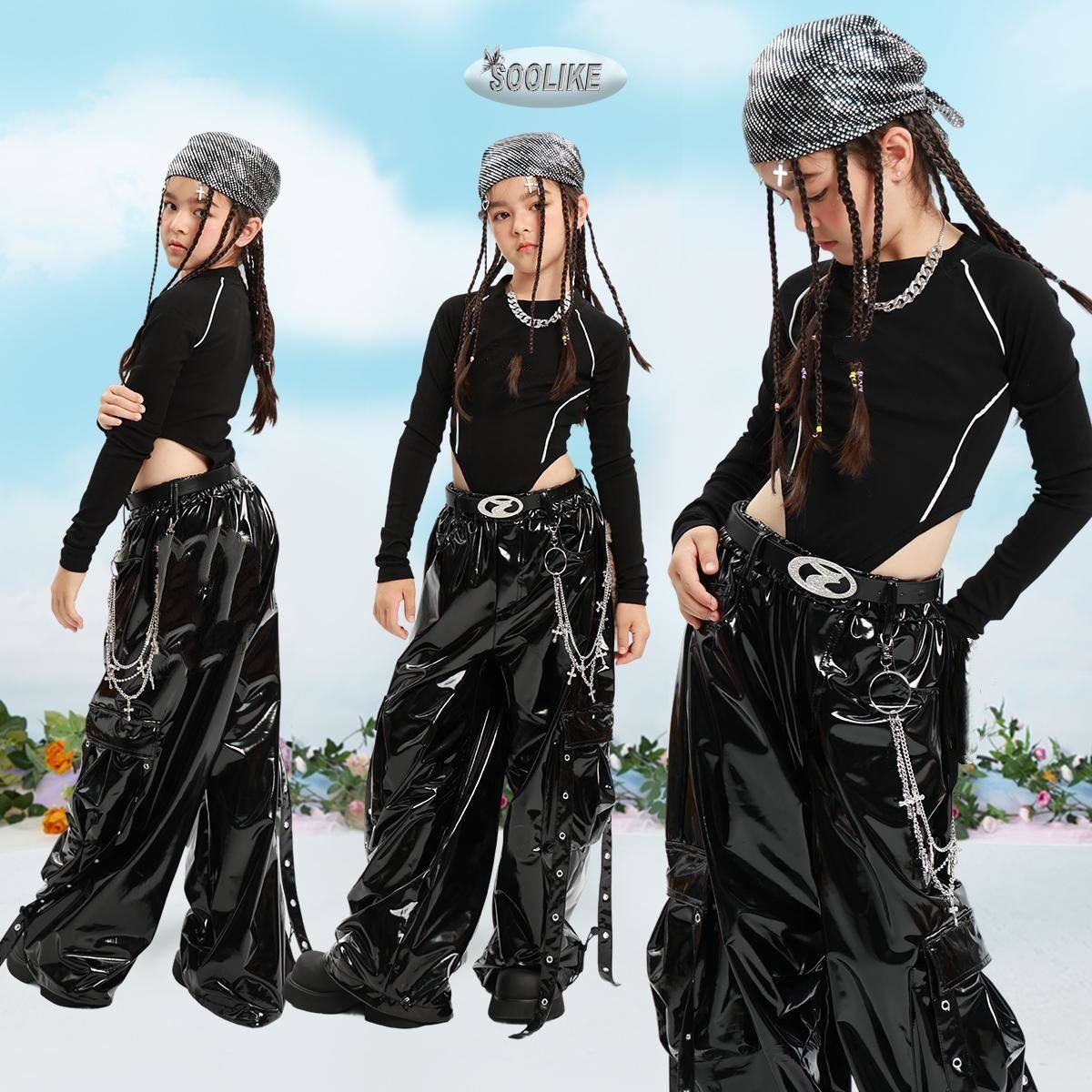 儿童街舞潮服女童甜酷少儿走秀爵士舞蹈嘻哈waacking演出比赛套装