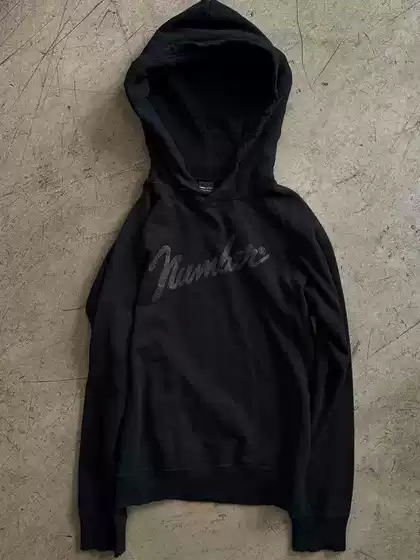 Autonomous Number(N)Ine the High Streets Hoodie05Aw Pure Black Distressed Cracked Sweatshirt