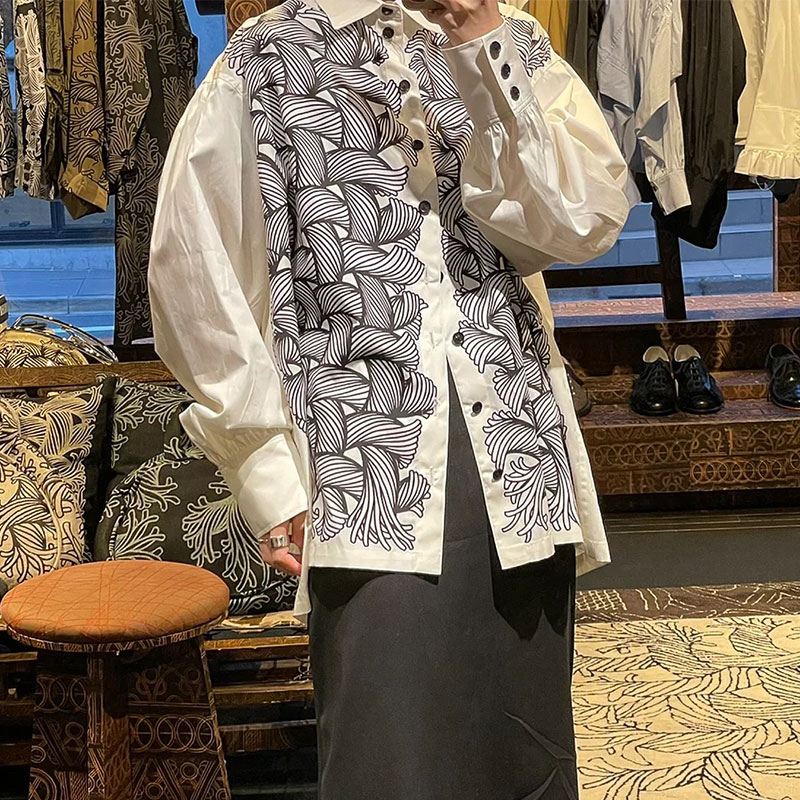[高版本]nemeth风格22ss满印经典绳结长袖棉质宽松衬衫
