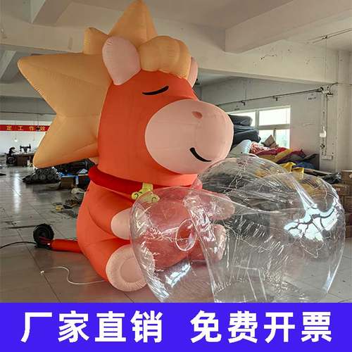 2026马年气模充气卡通定制人偶动物秋收跨年圣诞元旦发光商场美陈