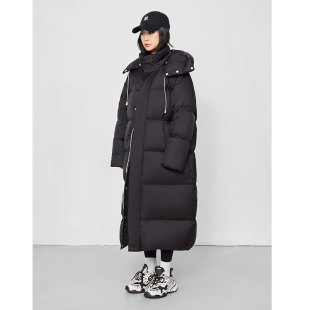 CHICVEN「万物疏离」小众韩版 90白鸭绒羽绒服冬 立领连帽撞色长款