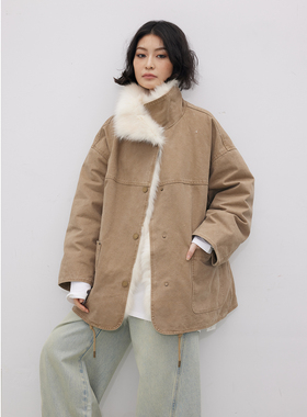 酷飒工装风可脱卸狐狸毛连襟领90白鹅绒派克服冬丨冒险家