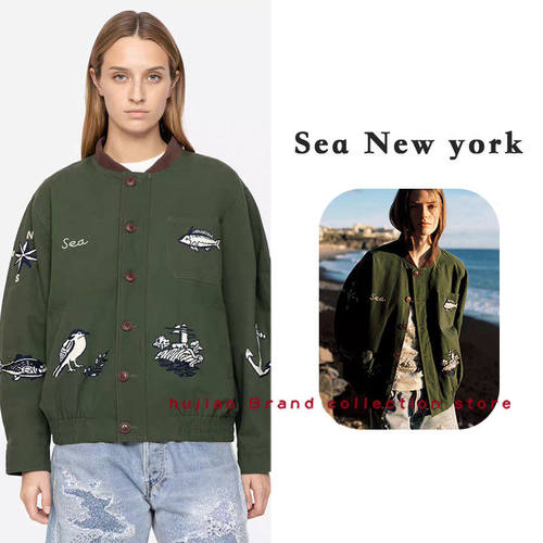 煳椒 Sea New york 新款灯塔刺绣灯芯绒纯棉夹克拉链外套