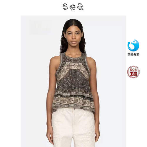 Sea New York  古典风复古印花无袖背心上衣连衣裙