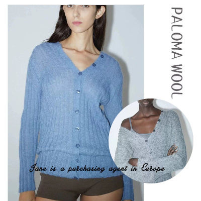 国现 PALOMA WOOL 25新款柔软羊毛混纺系扣正反两穿针织毛衣开衫