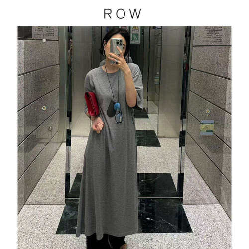 ROW 断码仅两件法式休闲百搭宽松显瘦圆领短袖连衣裙
