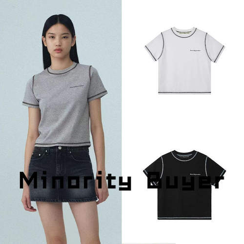现货 买手店 Rest and recreation 25新款撞色圆领短袖T恤上衣女