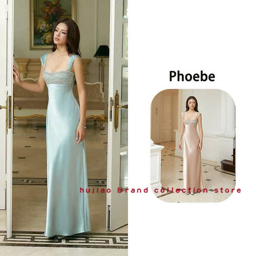 煳椒 Phoebe 越南小众优雅感晶饰收腰显瘦吊带长款连衣裙
