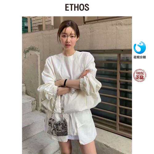 ETHOS 车静媛同款宽松圆领冲锋衣长袖宽松防晒衫上衣