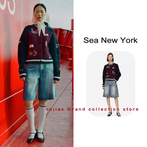 煳椒 Sea New York 新品羊毛刺绣开衫短外套五分阔腿牛仔短裤