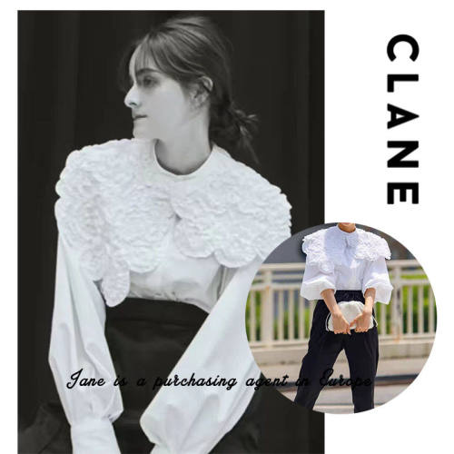 国现 日本 CLANE 松本惠奈繁花似锦不规则可脱卸领白色衬衫
