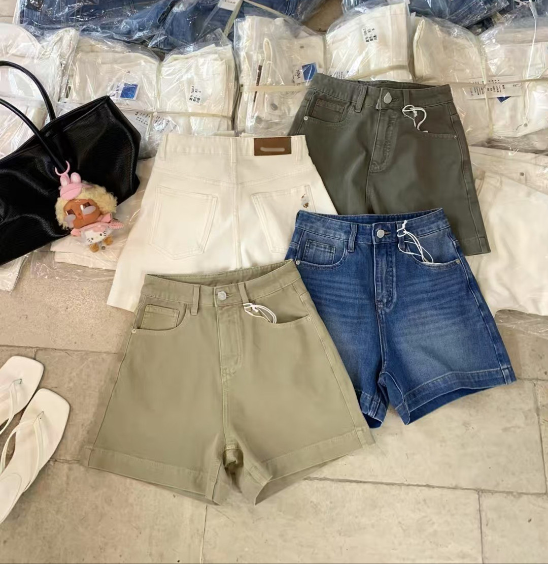 King韩系高品质弹力牛仔短裤女夏季高腰显瘦直筒阔腿宽松百搭热裤