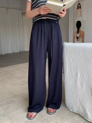 乐奕LY夏款韩系轻奢风垂感冰丝棉弹力裤百搭显瘦直筒休闲裤 女569